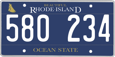 RI license plate 580234