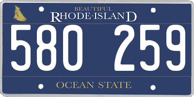 RI license plate 580259