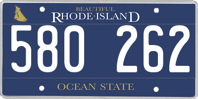 RI license plate 580262