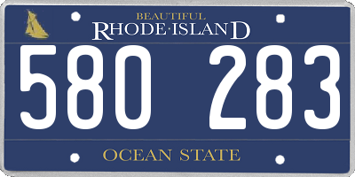 RI license plate 580283