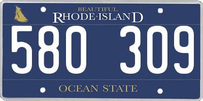 RI license plate 580309
