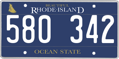 RI license plate 580342