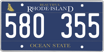 RI license plate 580355