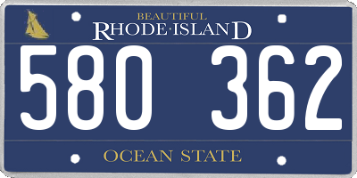 RI license plate 580362