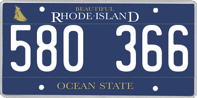 RI license plate 580366