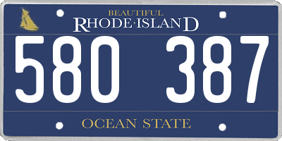 RI license plate 580387