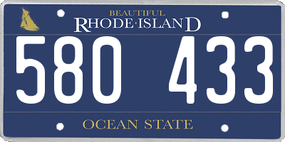 RI license plate 580433