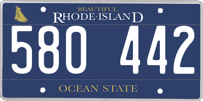 RI license plate 580442