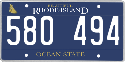 RI license plate 580494
