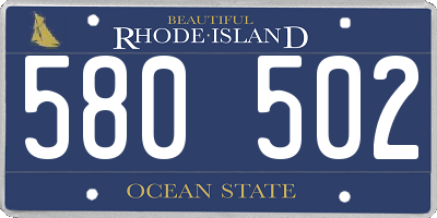 RI license plate 580502