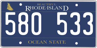 RI license plate 580533