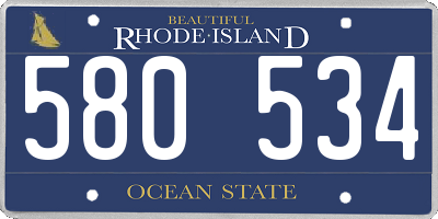 RI license plate 580534