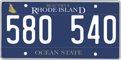 RI license plate 580540