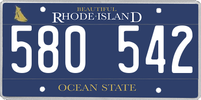 RI license plate 580542