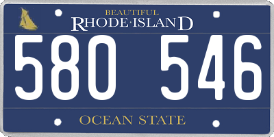 RI license plate 580546