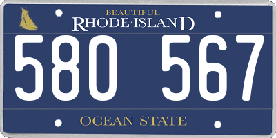 RI license plate 580567