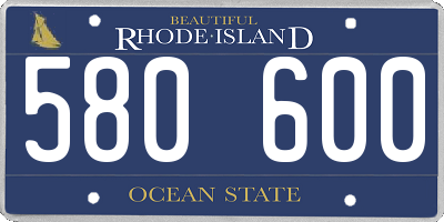 RI license plate 580600