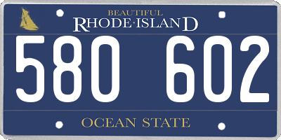 RI license plate 580602