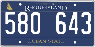 RI license plate 580643