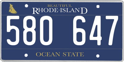 RI license plate 580647