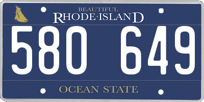 RI license plate 580649