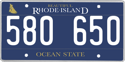 RI license plate 580650