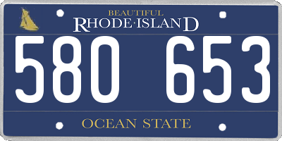 RI license plate 580653
