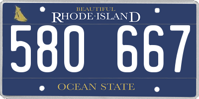RI license plate 580667