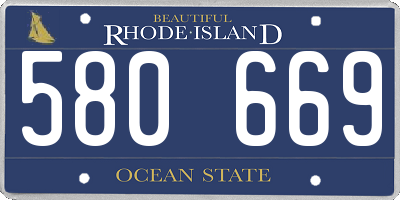 RI license plate 580669