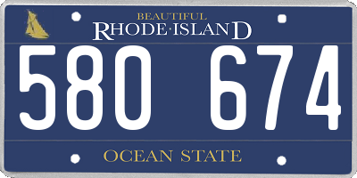 RI license plate 580674