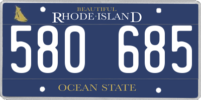 RI license plate 580685