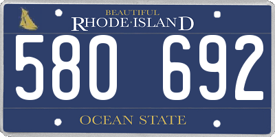 RI license plate 580692