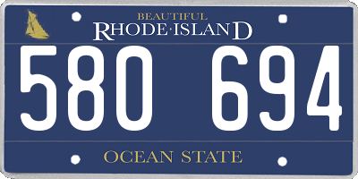 RI license plate 580694