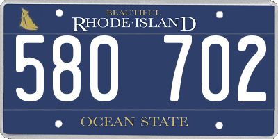 RI license plate 580702
