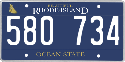 RI license plate 580734