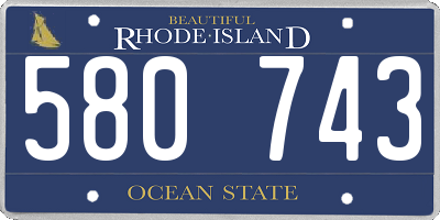 RI license plate 580743