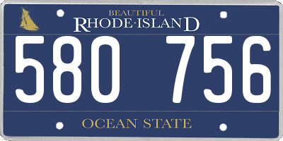 RI license plate 580756