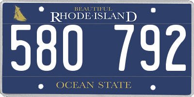 RI license plate 580792