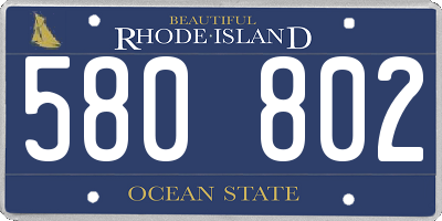 RI license plate 580802