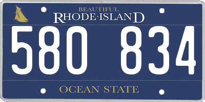 RI license plate 580834