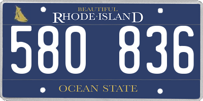 RI license plate 580836