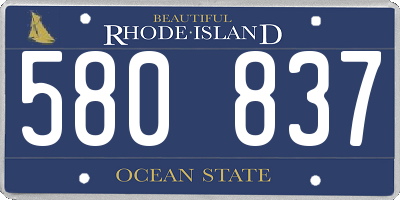 RI license plate 580837