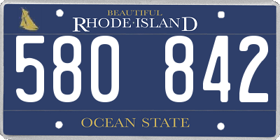 RI license plate 580842