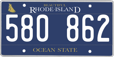 RI license plate 580862