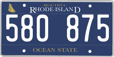 RI license plate 580875