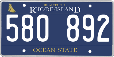 RI license plate 580892