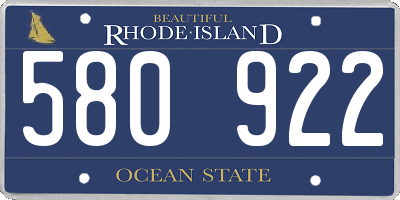 RI license plate 580922
