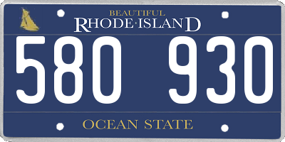 RI license plate 580930