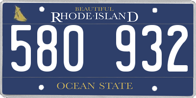 RI license plate 580932