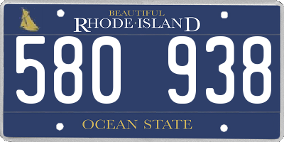 RI license plate 580938